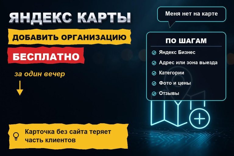 Как добавить организацию на Яндекс Карты бесплатно — и почему карточка без сайта теряет клиентов