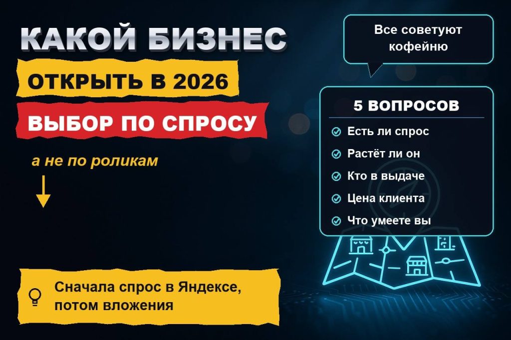 Какой бизнес открыть в 2026 году: выбираем нишу по спросу в Яндексе, а не по советам из роликов