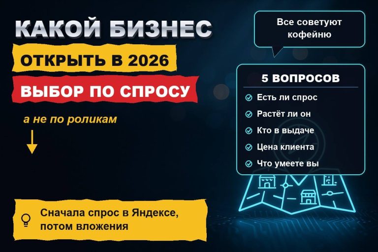 Какой бизнес открыть в 2026 году: выбираем нишу по спросу в Яндексе, а не по советам из роликов