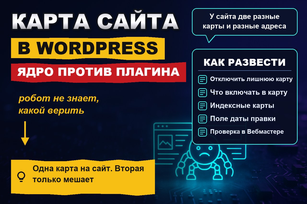 Карта сайта в WordPress: почему sitemap плагина конфликтует с картой ядра