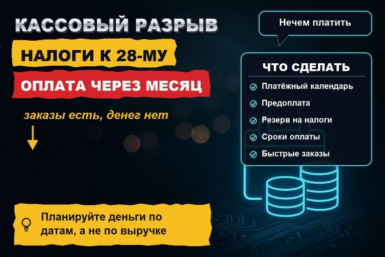 Кассовый разрыв: налоги к 28-му, а клиенты платят через месяц — как бизнесу не остаться без денег