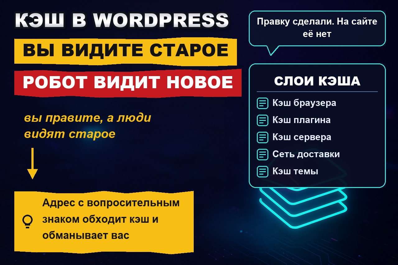 Кэш в WordPress: почему после правок вы видите старую страницу, а робот — новую