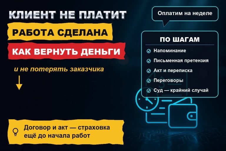 Клиент не платит: как вернуть деньги за выполненную работу и не потерять заказчика