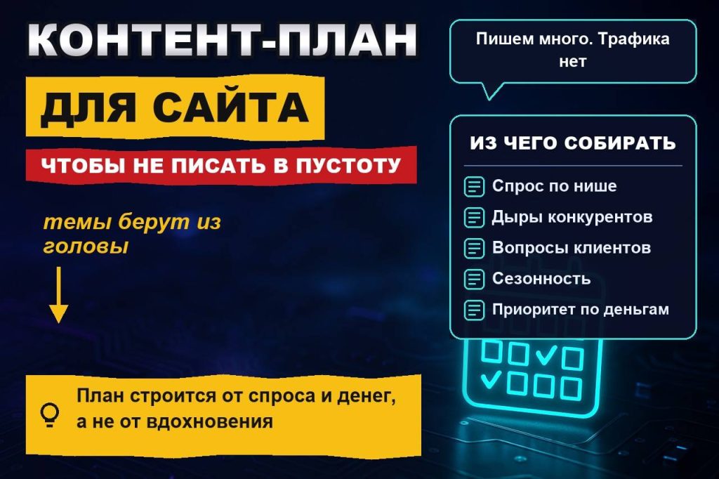 Контент-план для сайта: как выбирать темы и не писать в пустоту