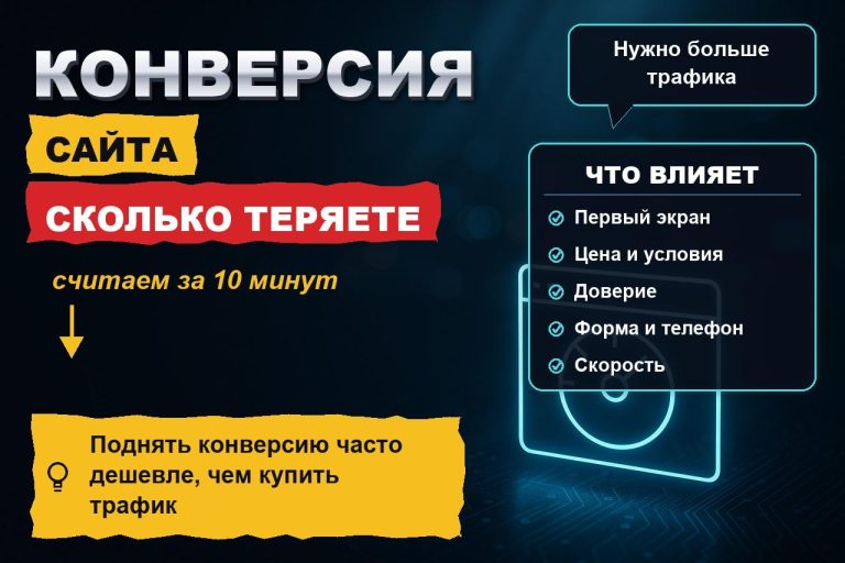 Конверсия сайта: сколько денег вы теряете каждый месяц и как посчитать это за 10 минут