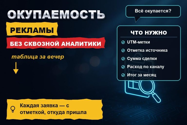 Окупаемость рекламы без сквозной аналитики: как за вечер понять в таблице, какой канал приносит деньги
