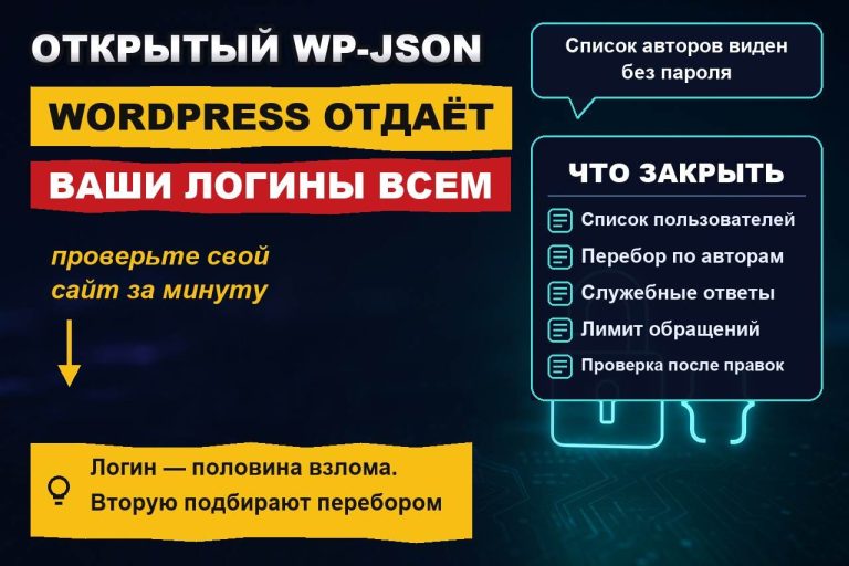 Открытый wp-json: как WordPress отдаёт ваши логины всем желающим