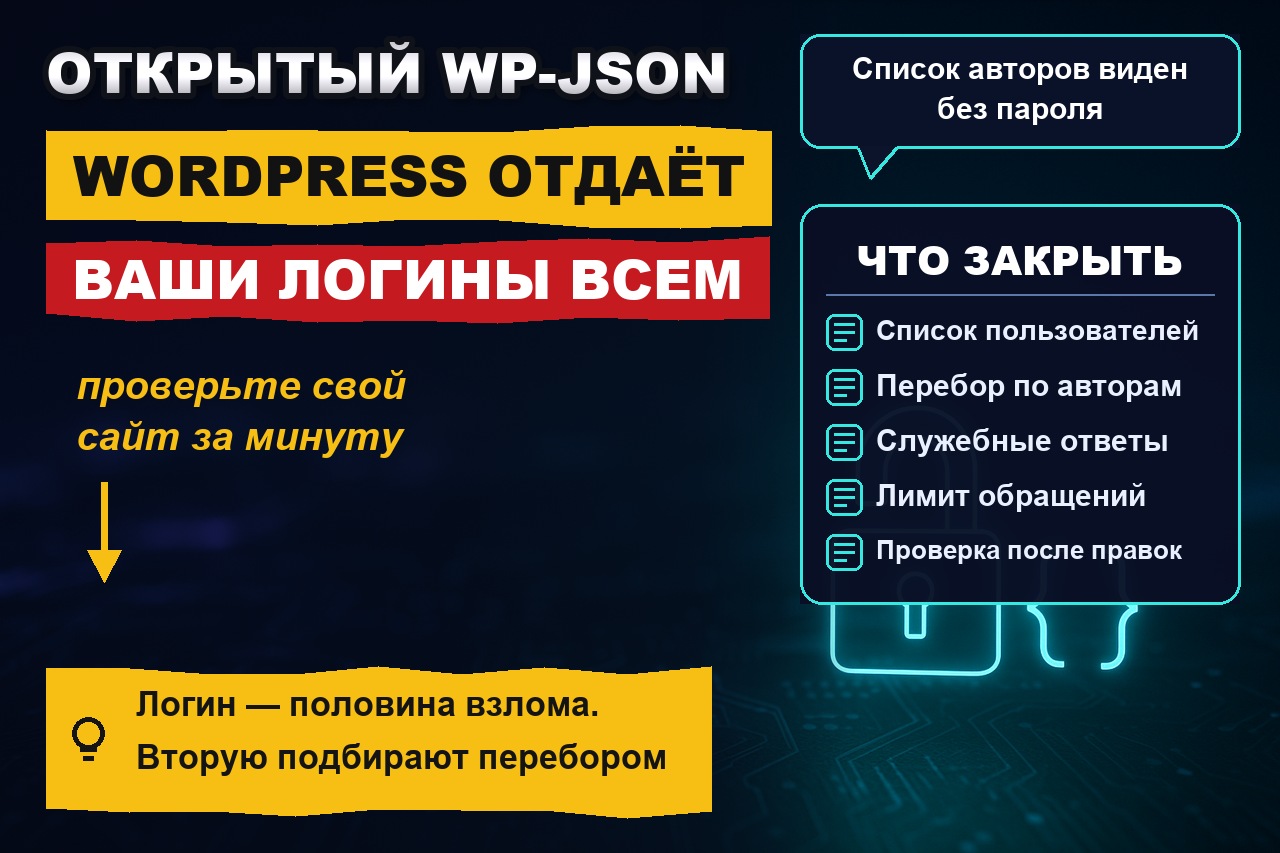 Открытый wp-json: как WordPress отдаёт ваши логины всем желающим
