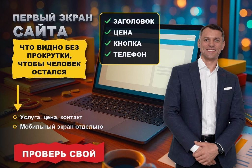 Первый экран сайта: что должно быть видно без прокрутки, чтобы человек остался