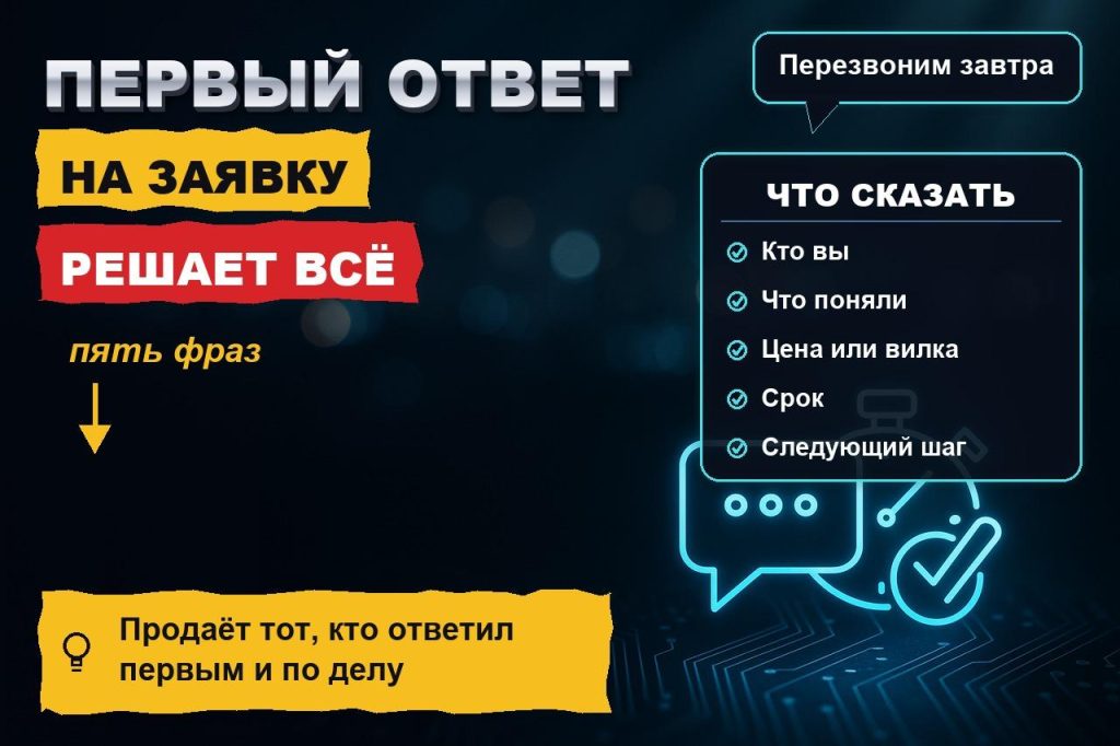 Первый ответ на заявку: скрипт из пяти фраз, который решает, купят у вас или у соседа