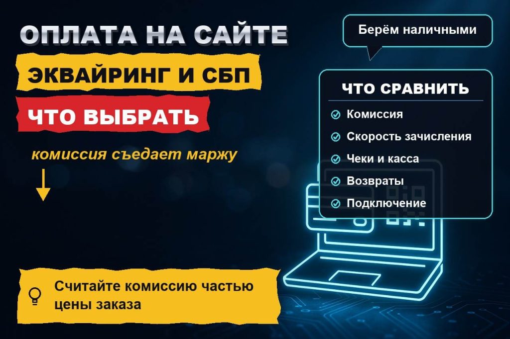 Приём оплаты на сайте: эквайринг, СБП и чеки — что выбрать малому бизнесу