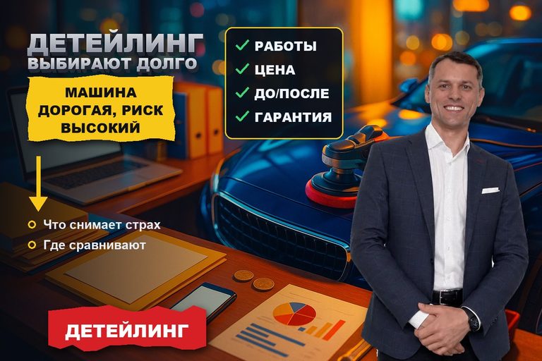 Продвижение сайта детейлинга: клиент с дорогой машиной выбирает долго