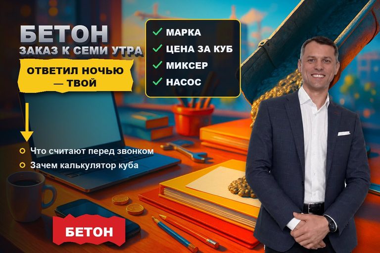 Продвижение сайта по доставке бетона: заказ нужен к семи утра
