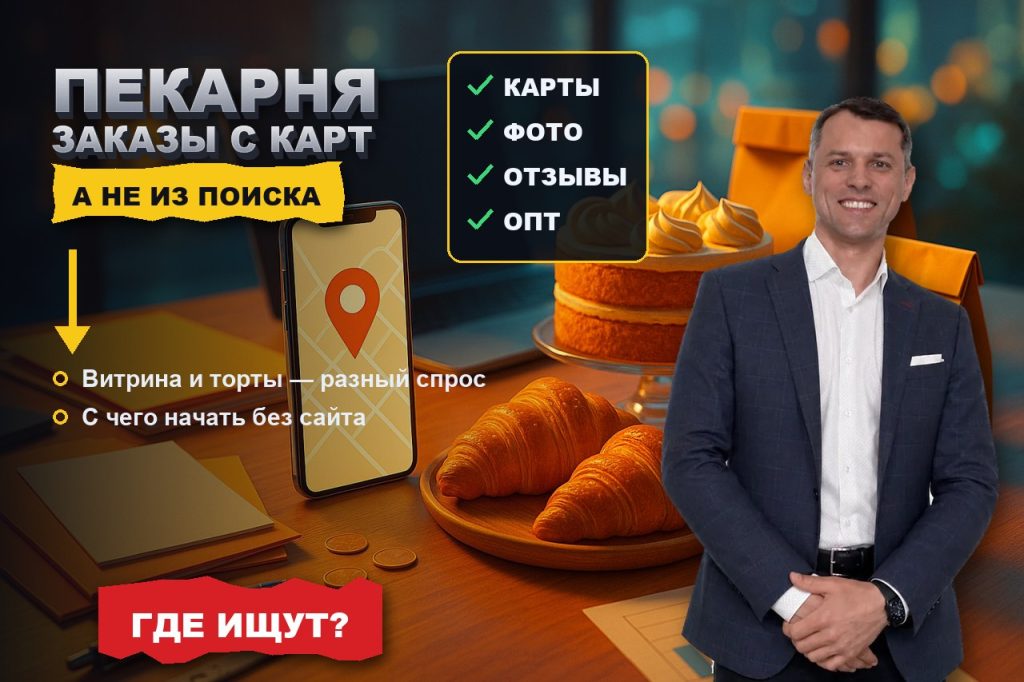 Продвижение пекарни и кондитерской: почему заказы идут из карт, а не из поиска