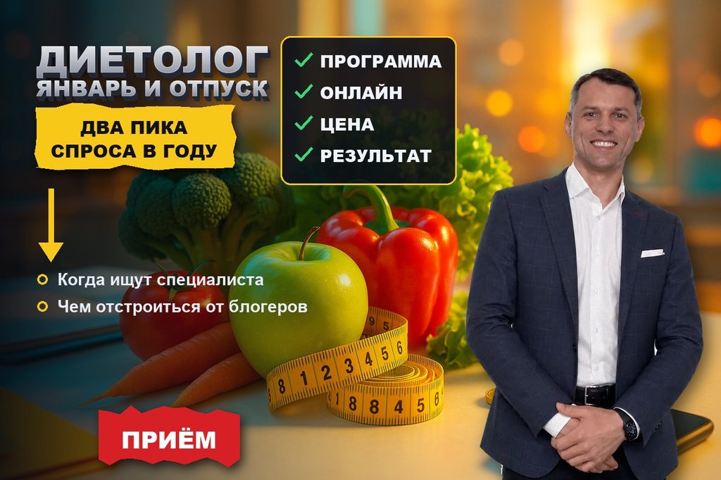 Продвижение сайта диетолога: январь и недели перед отпуском