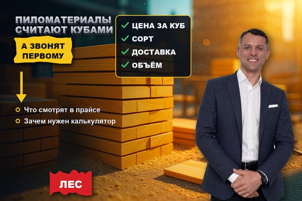 Продвижение сайта пиломатериалов: прораб считает куб и звонит первому