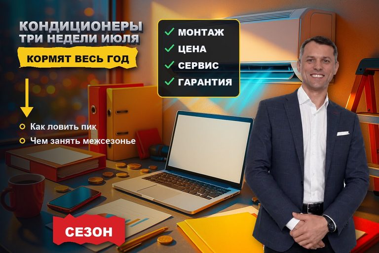 Продвижение сайта по установке кондиционеров: три недели июля кормят год