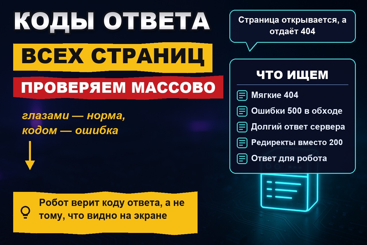 Проверка кодов ответа: как найти страницы, которые отвечают неправильно