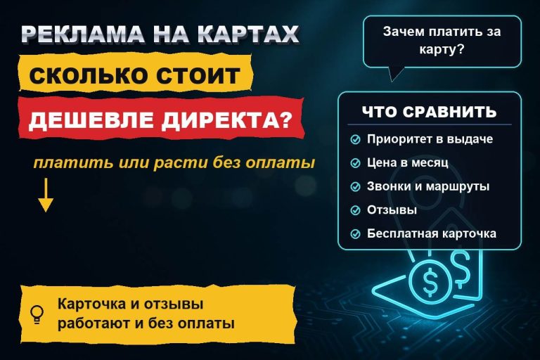 Реклама на Яндекс Картах: сколько стоит в месяц и когда она выгоднее клика в Директе