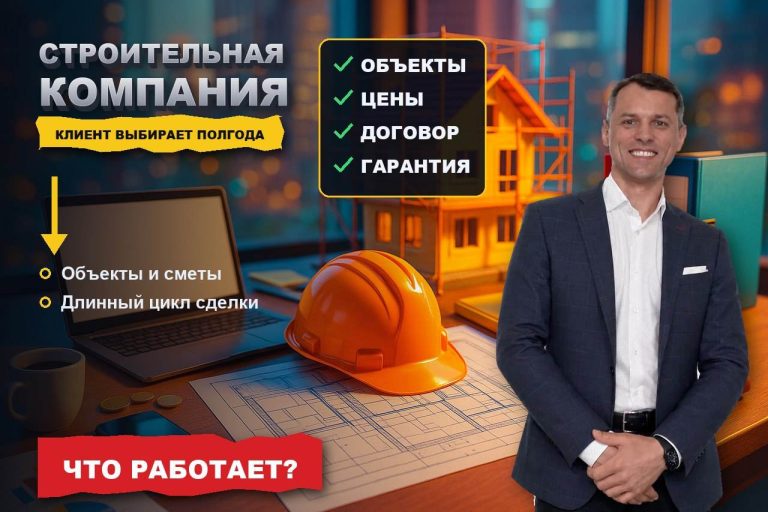 Реклама строительной компании: что работает, когда клиент выбирает подрядчика полгода