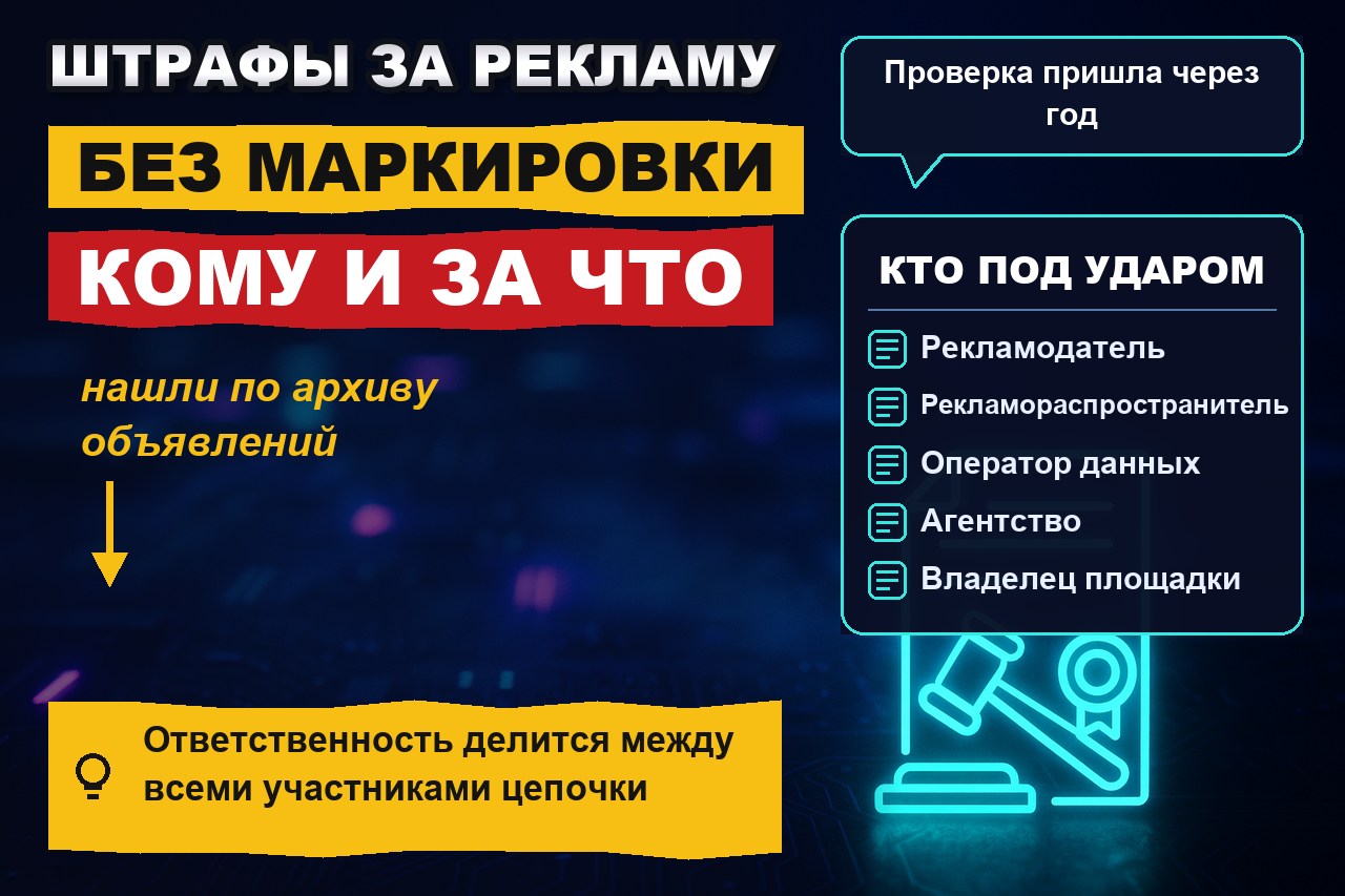 Штрафы за рекламу без маркировки: суммы и на кого их выписывают