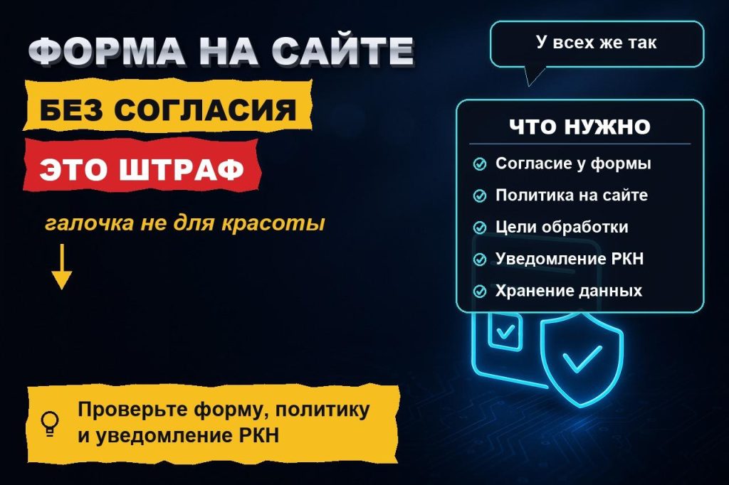 Согласие на обработку персональных данных на сайте: что должно быть у формы заявки, чтобы не попасть на штраф