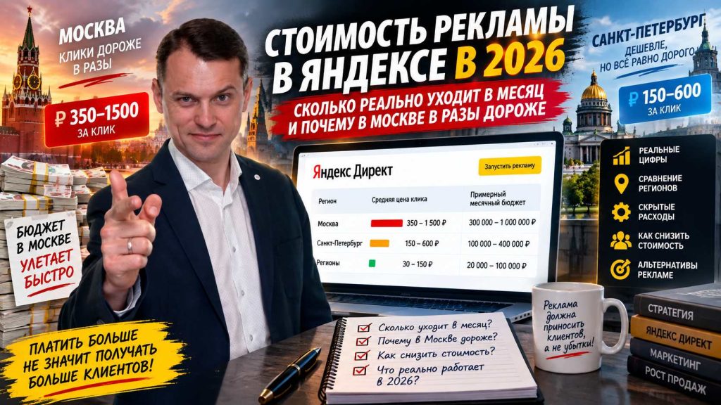 Стоимость рекламы в Яндексе в 2026: сколько реально уходит в месяц и почему в Москве в разы дороже