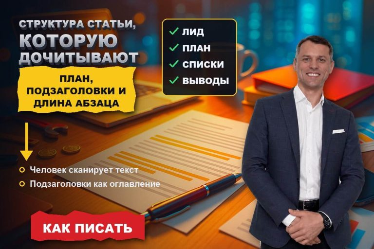 Структура статьи, которую дочитывают: план, подзаголовки и длина абзаца