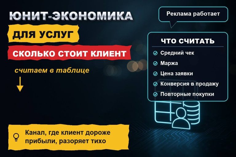 Юнит-экономика для услуг: посчитайте, сколько стоит один клиент, и станет ясно, какой канал вас разоряет