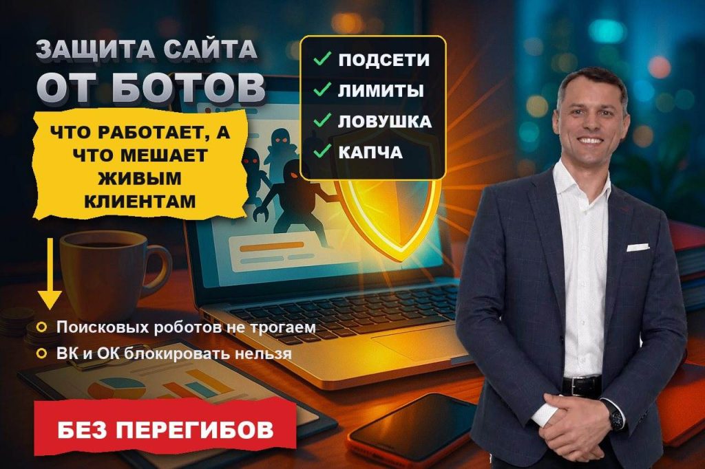 Защита сайта от ботов: что реально работает, а что только мешает живым клиентам