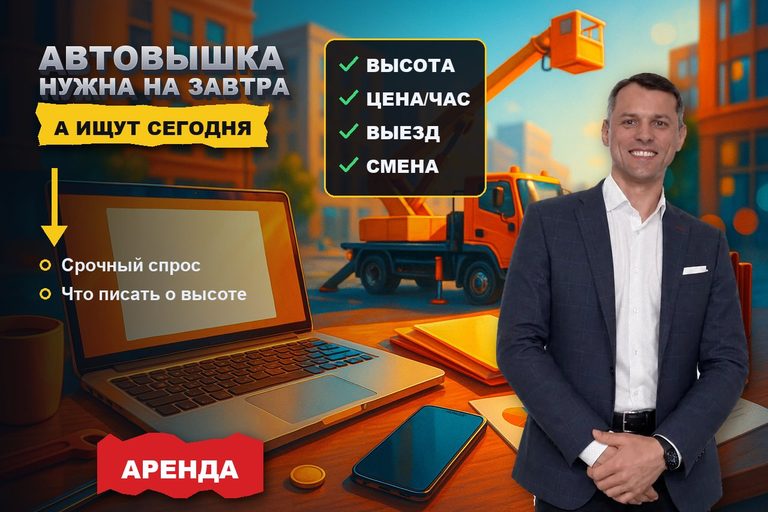 Продвижение сайта аренды автовышки: нужна на завтра, ищут сегодня