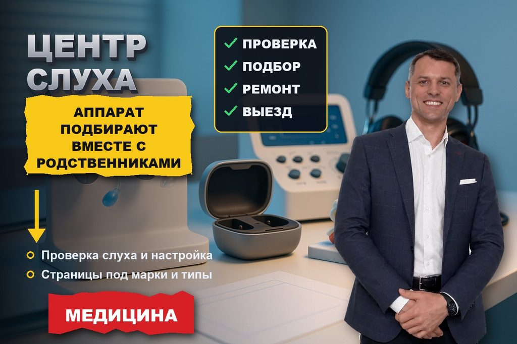 Продвижение сайта центра слуха: аппарат подбирают вместе с родственниками