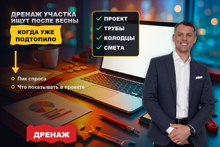 Продвижение сайта дренажа участка: ищут после первой весны