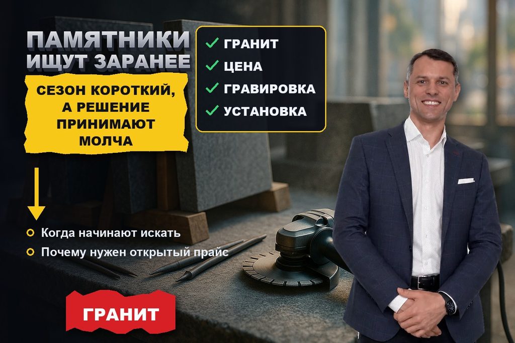 Продвижение сайта по изготовлению памятников: сезон короткий, ищут заранее и молча