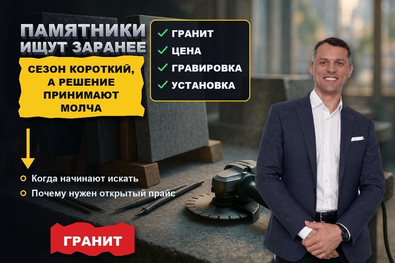 Продвижение сайта по изготовлению памятников: сезон короткий, ищут заранее и молча