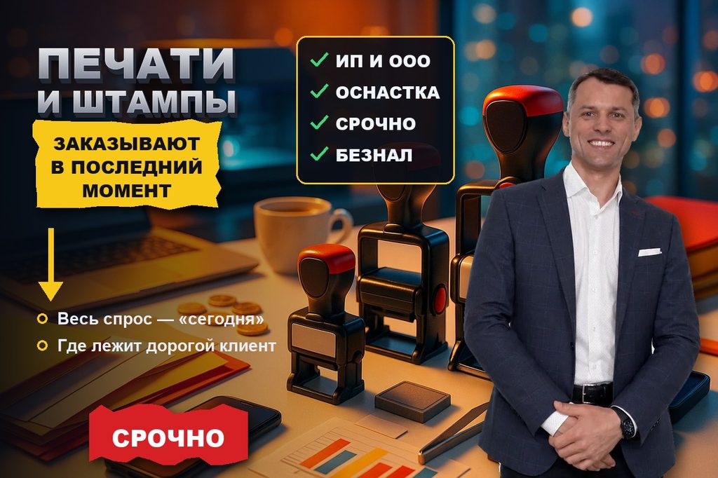 Продвижение сайта по изготовлению печатей и штампов: заказывают в последний момент