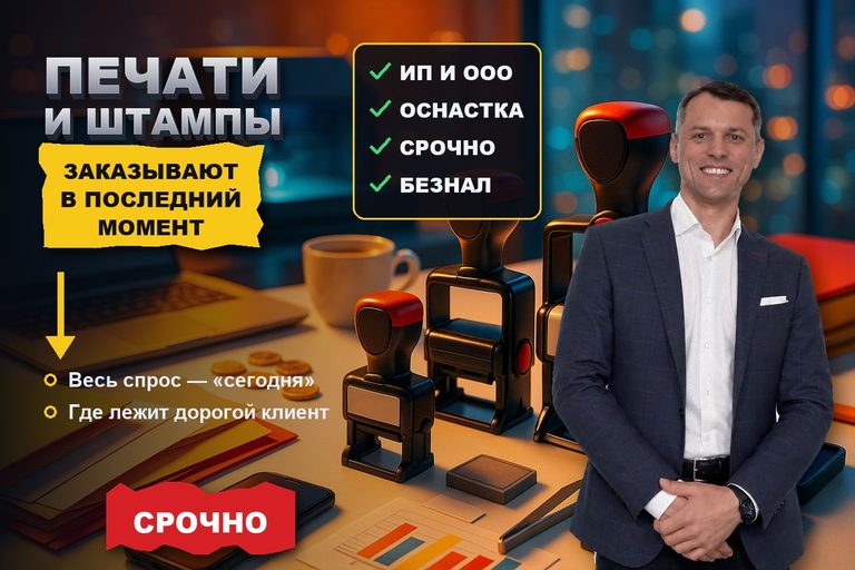 Продвижение сайта по изготовлению печатей и штампов: заказывают в последний момент