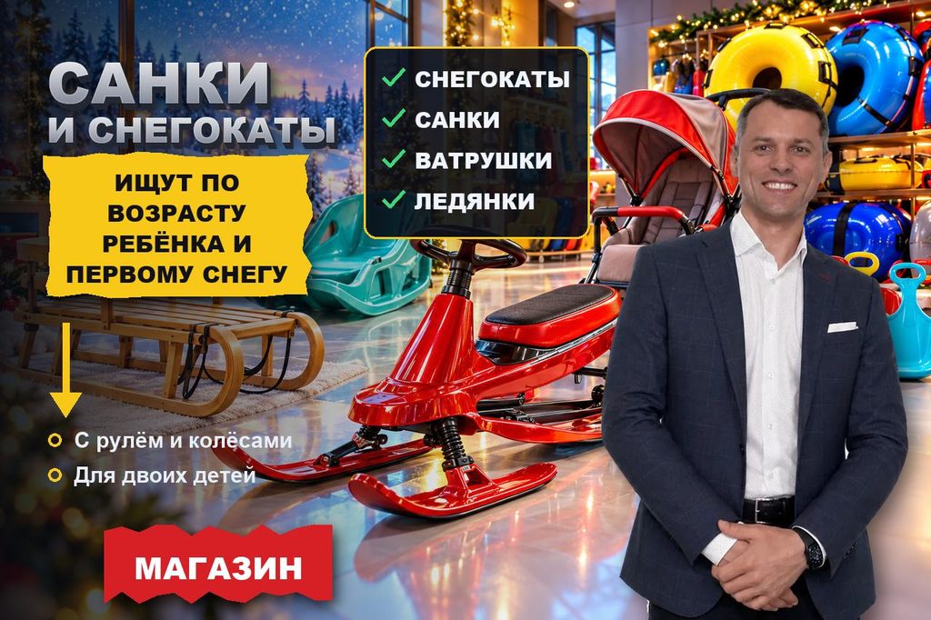 Продвижение сайта магазина санок и снегокатов: снегокат ищут по возрасту ребёнка и рулю, а ватрушку — в день первого снега