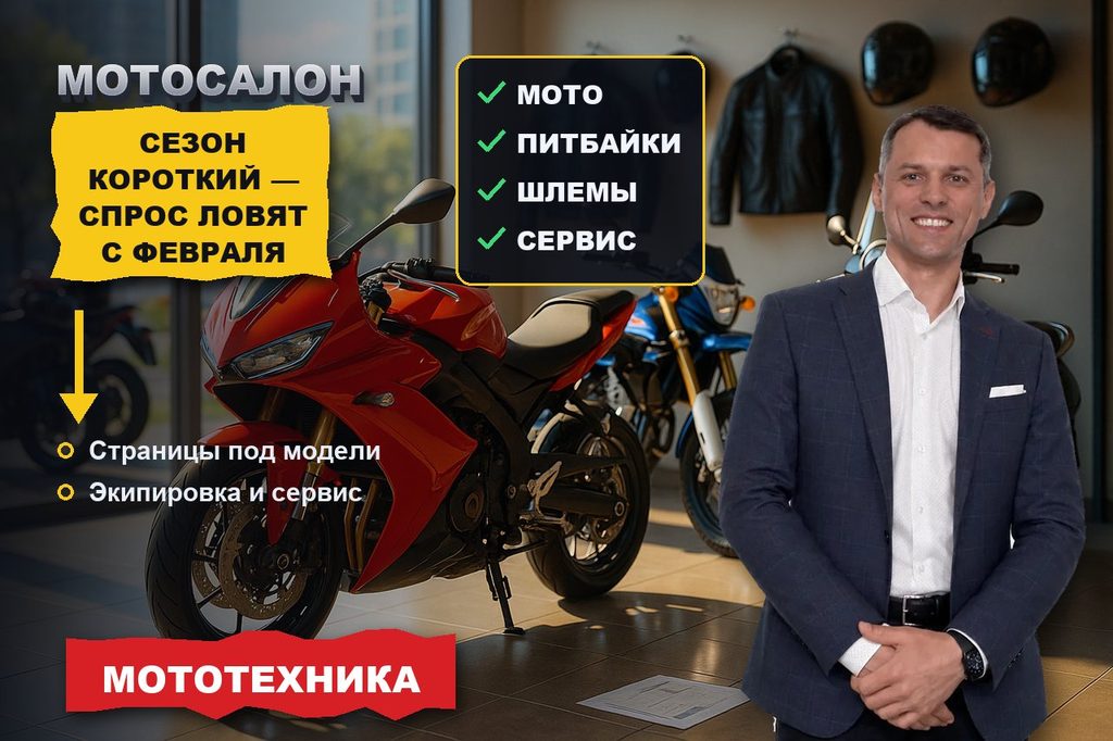 Продвижение сайта мотосалона: сезон короткий, спрос ловят с февраля