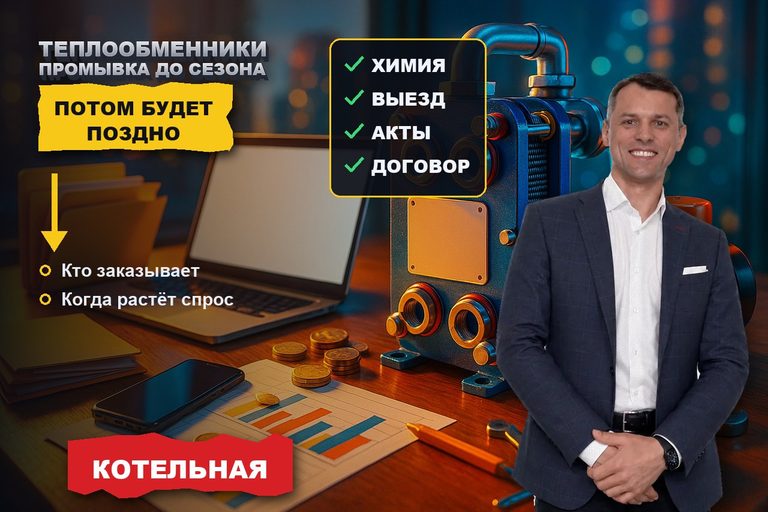 Продвижение сайта по промывке теплообменников: сезон до отопления