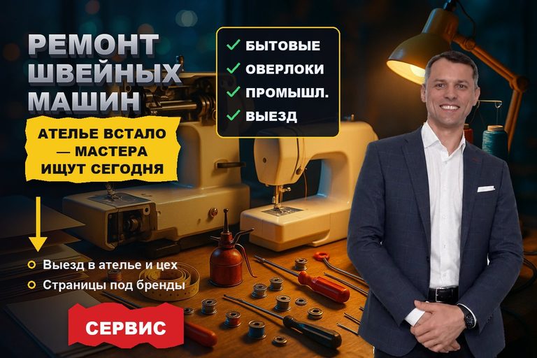 Продвижение сайта ремонта швейных машин: ателье встало, и мастера ищут сегодня