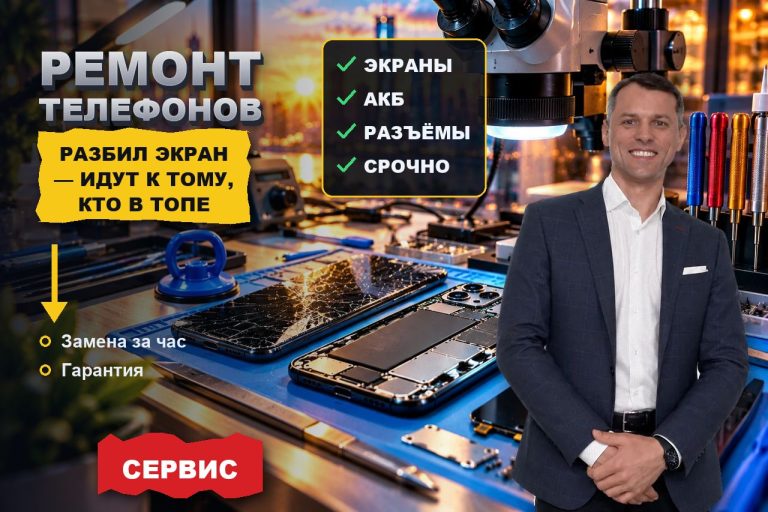 «Разбил экран» — ищут ремонт телефона рядом и идут к тому, кто в топе