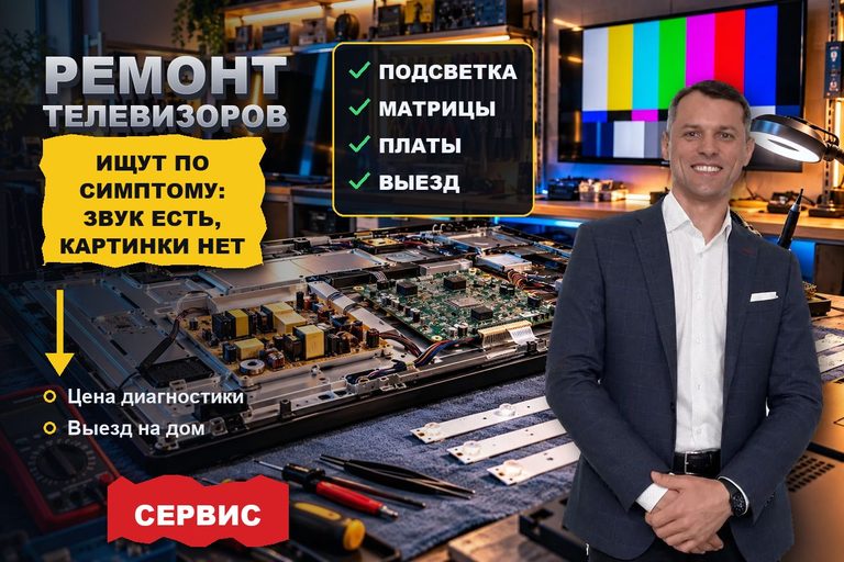 Продвижение сайта ремонта телевизоров: клиент вбивает симптом и марку, а не название сервиса