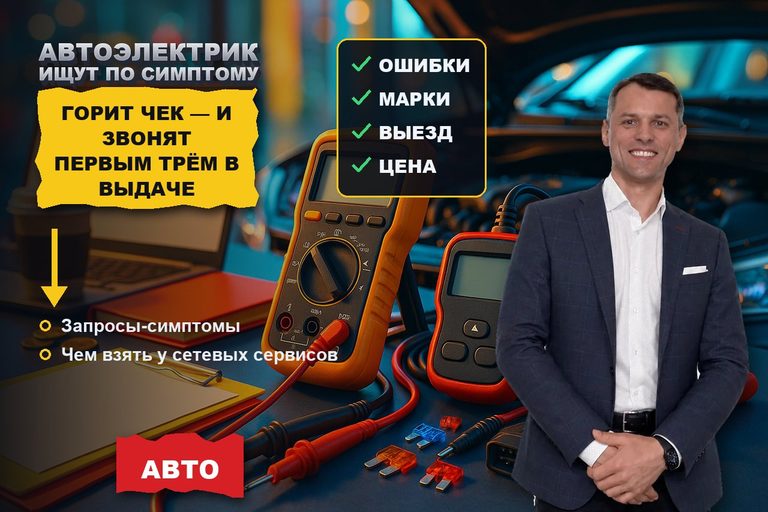 Продвижение сайта автоэлектрика: ищут «горит чек», находят сетевой автосервис