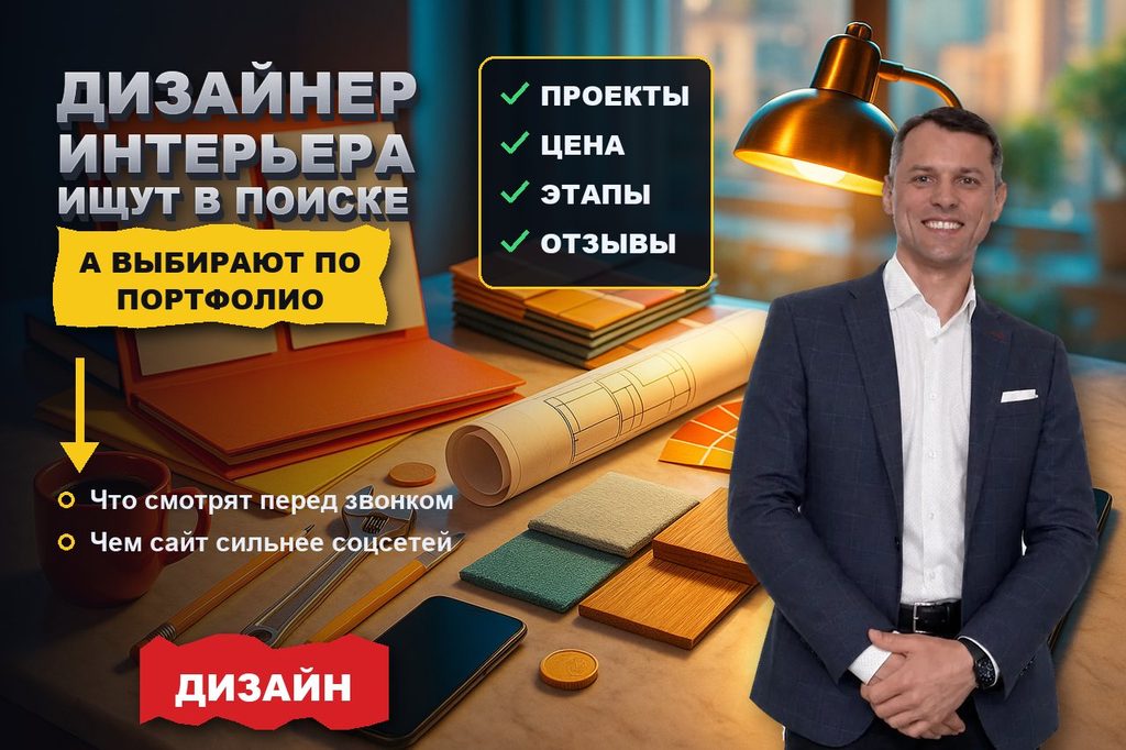 Продвижение сайта дизайнера интерьера: выбирают по портфолио, а ищут в поиске