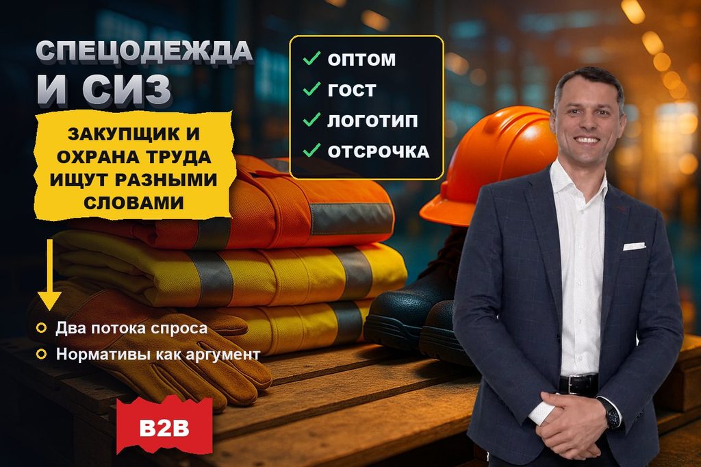 Продвижение сайта спецодежды: закупщик и инженер по охране труда ищут разными словами
