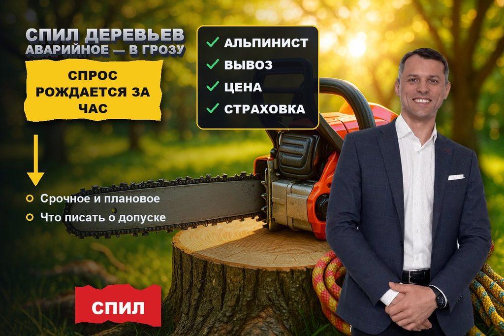 Продвижение сайта по спилу деревьев: аварийное дерево ищут в грозу