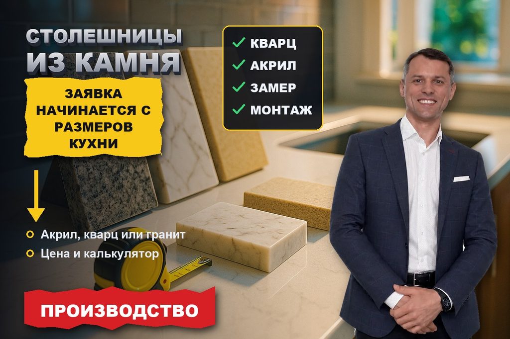 Продвижение сайта столешниц из камня: заявка начинается с размеров кухни
