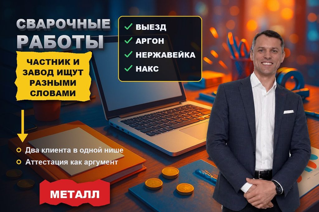 Продвижение сайта сварочных работ: частник и завод ищут разными словами