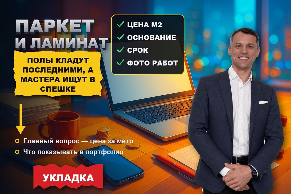 Продвижение сайта по укладке паркета и ламината: полы кладут последними, подрядчика ищут в спешке